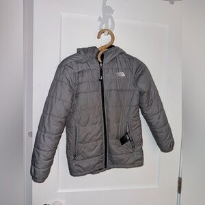 The North Face Gray Puffer Jacket with Hood reversible